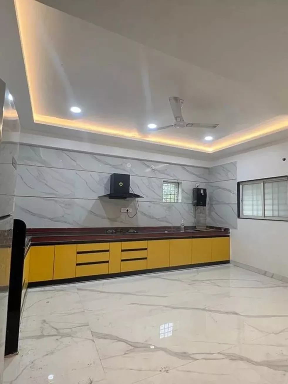 Bedroom interior with warm ambient lighting